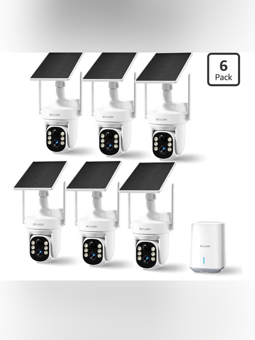 Soliom Solar-Powered Outdoor Security Camera (White) - 6-Pack